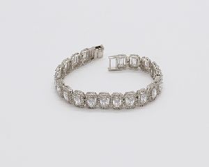 Beautiful White Tennis Bracelet with White Plated