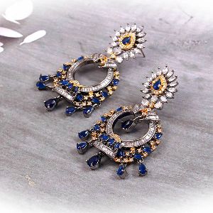 Bollywood Ethnic Short Beautiful Earring in Black Plated