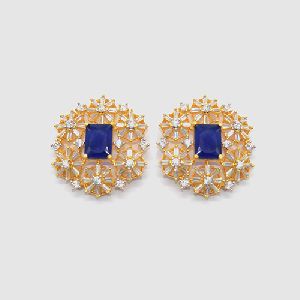 Gold Polish fancy Blue stone earring