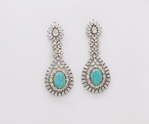 Long Earring with Persian blue Color Stone
