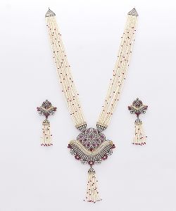 Pendant set with String with Long Earring