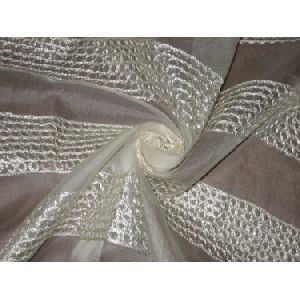 SILK ORGANZA FABRIC 44&quot; EMBROIDERED Ivory