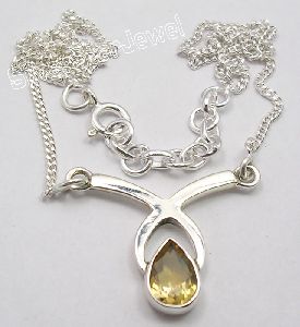 925 PURE Silver CITRINE GEMSTONE Necklace