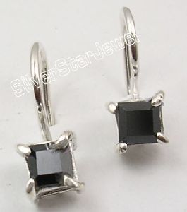 925 Silver BLACK ONYX FASHIONABLE Dangle Earrings