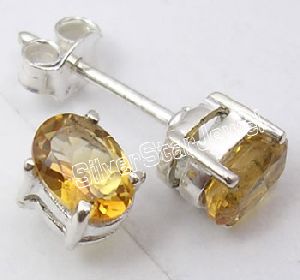 925 Silver CITRINE Studs Earrings