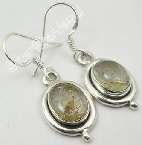 925 Silver RUTILE QUARTZ LOVELY Dangle Earrings