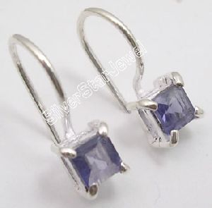 925 Sterling Silver IOLITE Cute Dangle Earrings