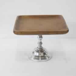 Sqaure Shape 1 Tier Wood and Metal Cake Stand