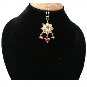 Finekraft Meena Kundan Bridal Wedding Designer Gold Plated Pearls Necklace Jewelry Set