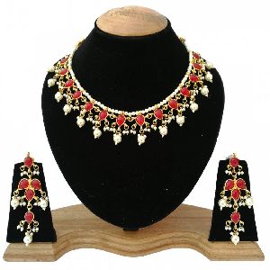 Smple Look Gold Plated Wedding Style Handmade Necklace Jewelry set