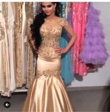 Golden embellished mermaid evening gown prom dress