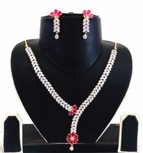 Cubic zirconia jewellery-Indian Two tone plated jewelry-CZ Fancy necklace set