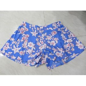 Girls Blue Floral Printed Short