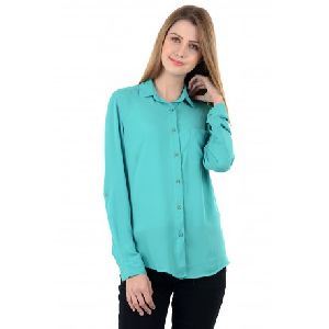 Girls Green Solid Shirt