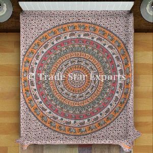 Kantha Embroidered Mandala Bedspread