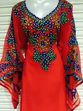 red abaya embroidery work