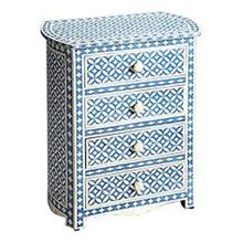 Industrial Vintage Blue distressed painted 4 drawer bedroom furniture