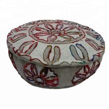Indian Cotton Embroidered Decorative Foot Rest Pouffe