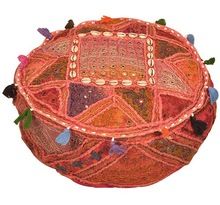 Indian Handmade Vintage Sari Quilt Stool Floor Seat Sofa