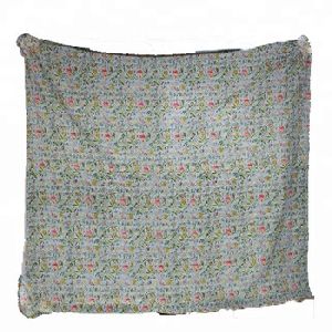 Handmade Kantha Thread Embroidery Cotton Grey dyed Fabric Bedsheet