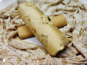 Golden Embroidered Dress Material