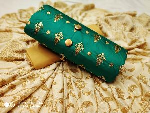 Sea Green Embroidered Dress Material