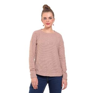 Classic vintage rose high-low back zipper sweater for women