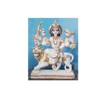 White Makrana Marble Durga Statue Handicraft