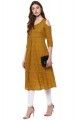 Mustard Cotton Cold Shoulder A-Line Kurta