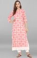 Pink Cotton Printed Layered Kurta