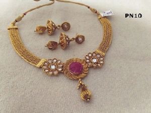 Indian artificial imitation gold plated kundan necklace