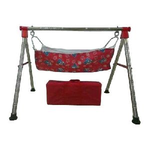 Silver And Red Foldable Cradle