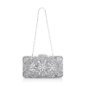 SILVER COLORED STYLE BLOSSOM CLUTCH FOR WOMEN
