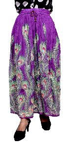 Indian Purple Rayon Boho Embroidered Sequin Work Hippie Long Skirt