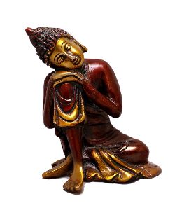 Indian Religious Thinking Lord Buddha Two Tone Brass Idol