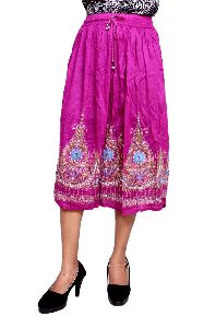 Rayon Embroidered Sequin Work Boho Short Skirt