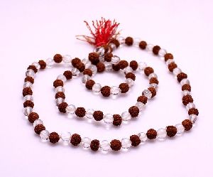 Rudraksha with Crystal Quartz Jap Mala Rosary Prayer