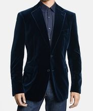 Mens Blue Velvet Dinner Jacket Sports Blazer Coat