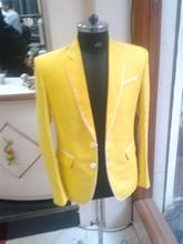 Mens Yellow Linen Wedding Formal Jacket