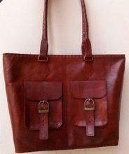 handmade leather shoulder tote bag