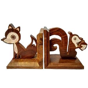 Wooden Squirrel Shaped Bookend