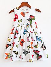 Butterfly Print Party Pageant Casual Kids Dresses