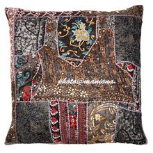 Black Kundan Decorative Throw Pillow Cover