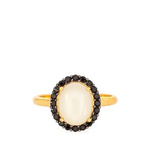White Moonstone Gold Plated Sterling Silver Ring