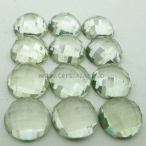 CLEAR CRYSTAL QUARTZ FACETED CABOCHONS PALM STONES