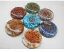 GEMSTONE CHAKRA ORGONE ROUND CABS SET