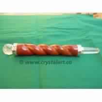RED JASPER TWISTED SPIRAL HEALING FACETED WANDS