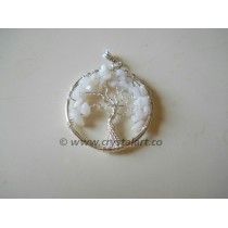 SILVER TREE OF LIFE WHITE AGATE PENDANTS