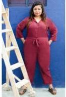 Uptownie Plus Maroon Roll Up Jumpsuit