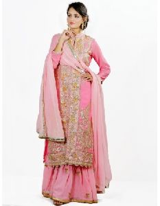 Amara Light Pink Designer Kurta With Stylish Sharara